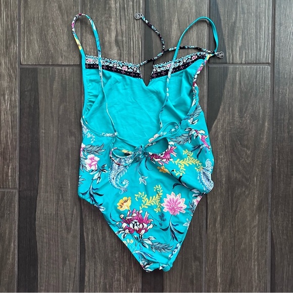 Seafolly Water Garden Retro Tank One Piece Swimsuit in Floral Evergreen Sz 8 US - Picture 5 of 7